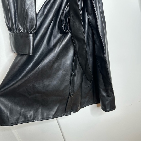 NWT Nic+Zoe Womens Black Faux Leather Knee Length Shirtdress Size Large and XL - Picture 9 of 11